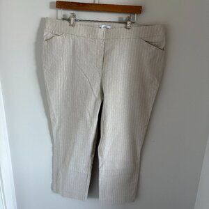 NORTHERN REFLECTIONS PULL-ON LINEN BLEND PINSTRIPE PANTS TROUSERS NEW SIZE XXL
